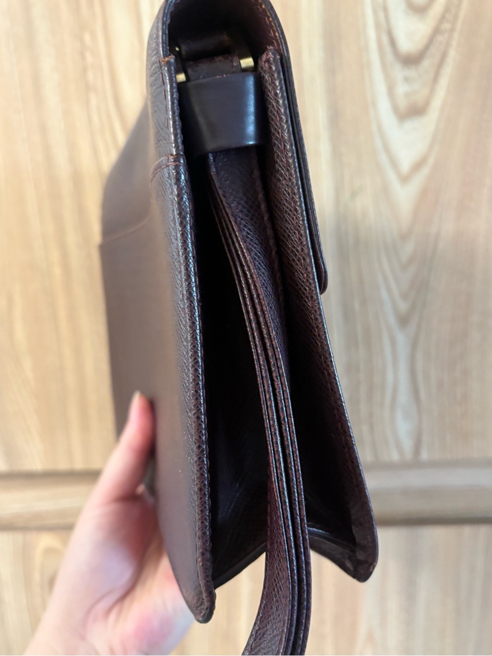 Auth Louis Vuitton Clutch Bag Taiga Serengeti Acajou - Picture 4 of 16